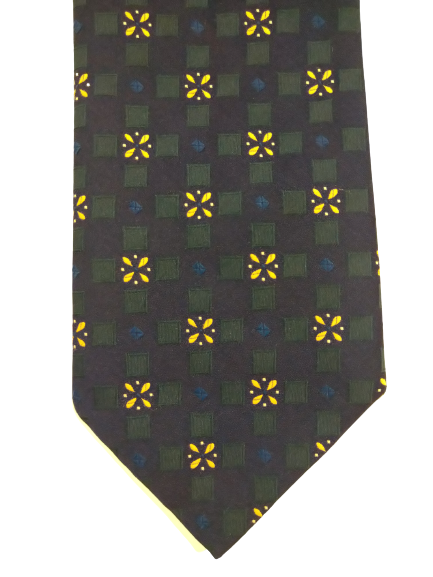 Cravate Ti Ties en polyester. Motif bleu vert.