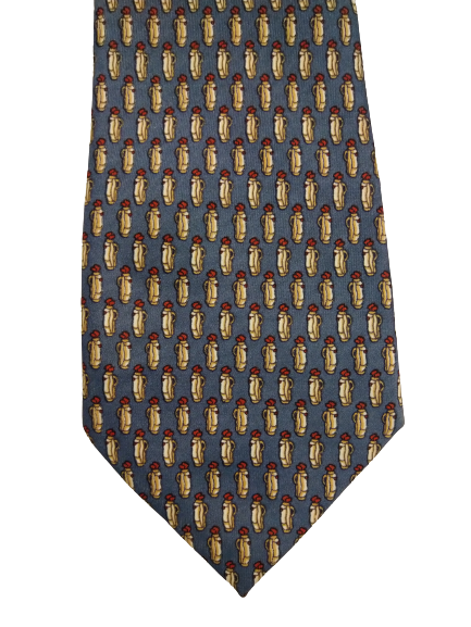 La corbata de seda hecha a mano de Sette & Belle. Motivo amarillo gris.