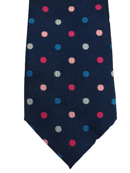 Marks & Spencer Polyester tie. Blue with dot motif,
