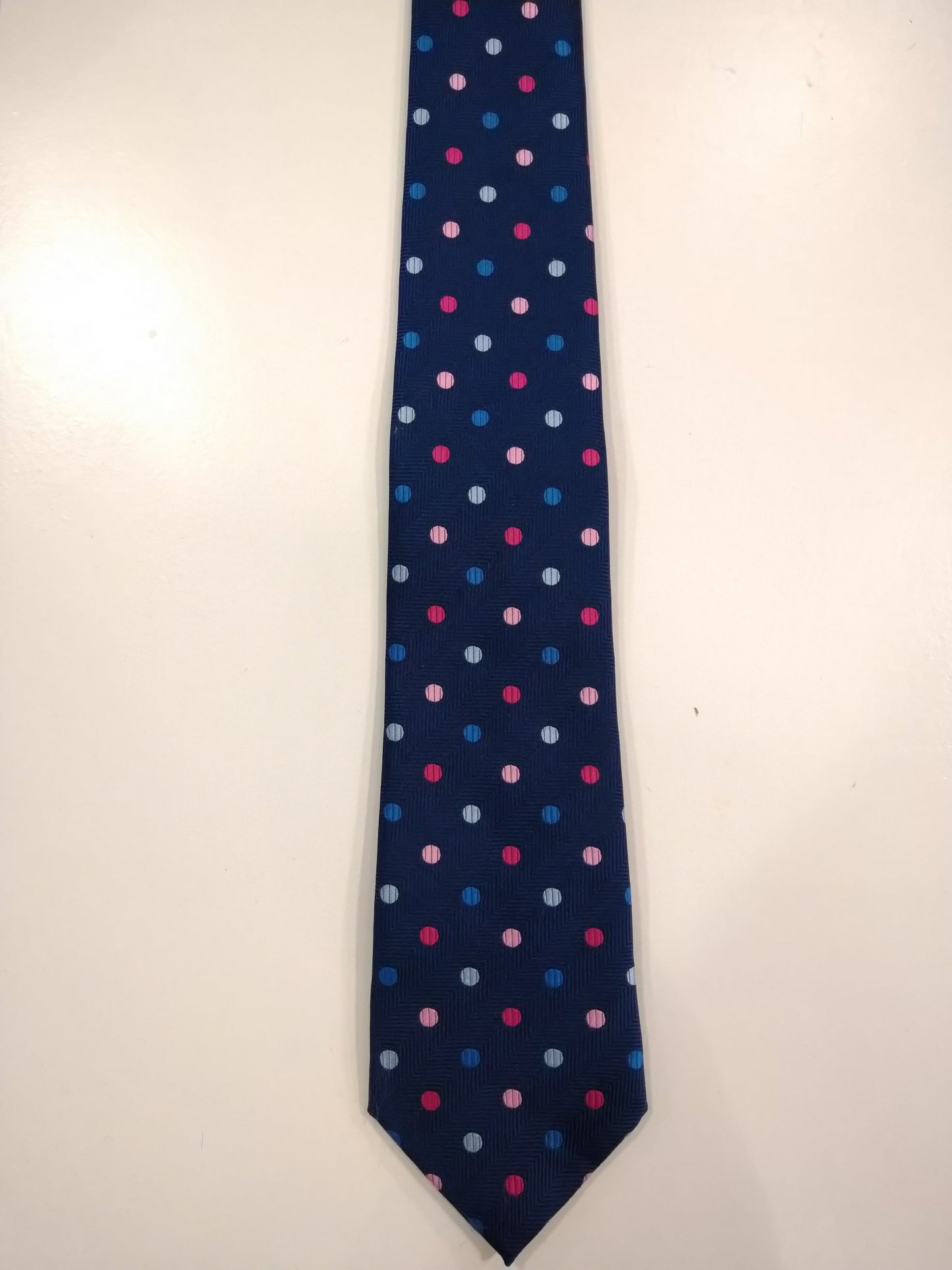 Marks & Spencer Polyester tie. Blue with dot motif,