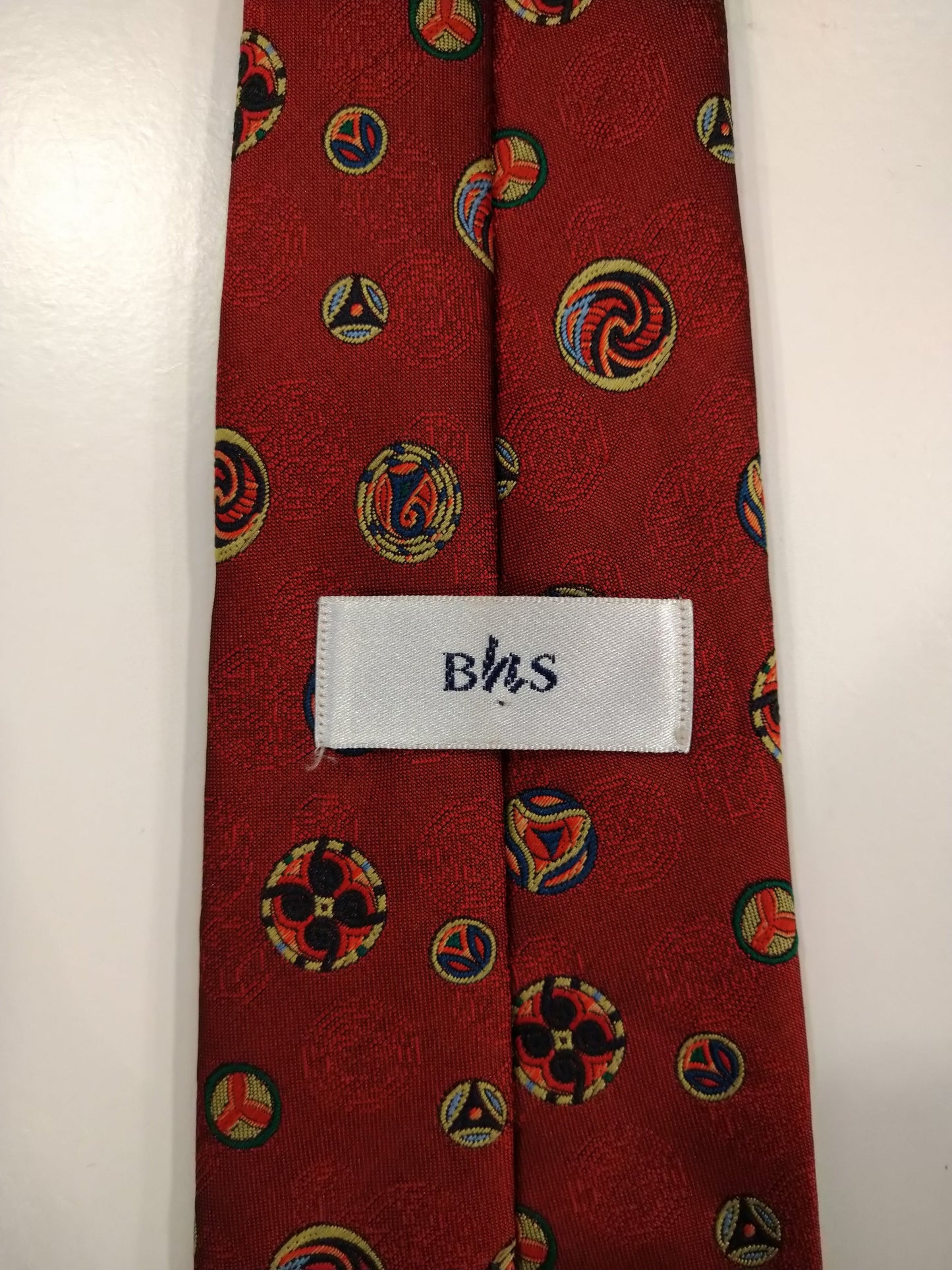 BHS polyester tie. Red motif.