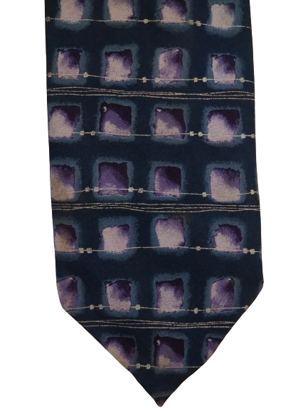 St. Michael by Marks & Spencer zijde stropdas. Blauw paars motief.