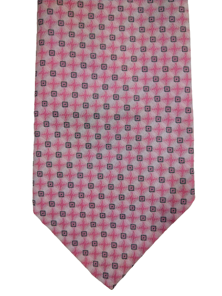 Tie en polyester Rinaldo. Motif blanc rose.
