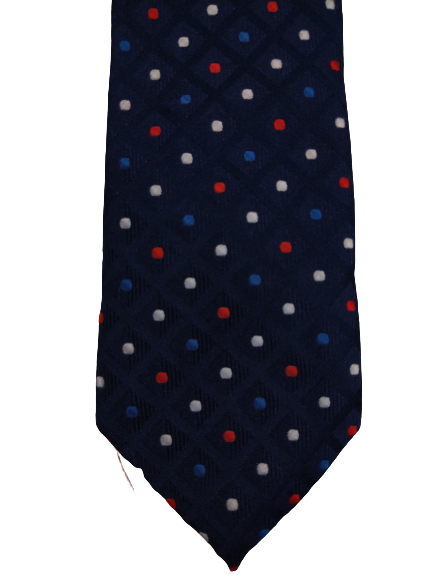 Corbata de poliéster. Azul con motivo de lunares.