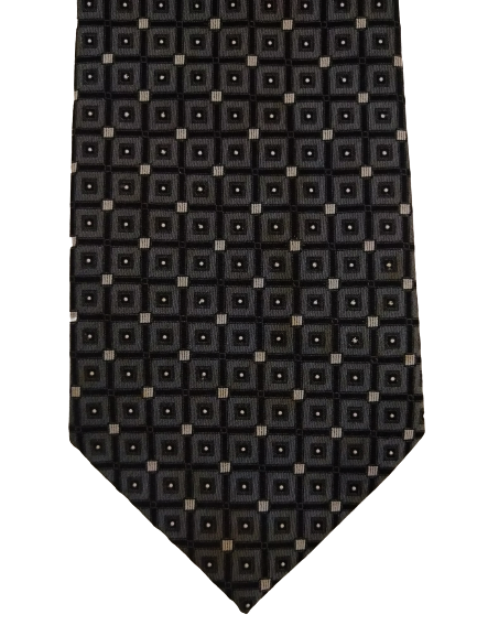 Cedarwood State polyester tie. Black gray motif.