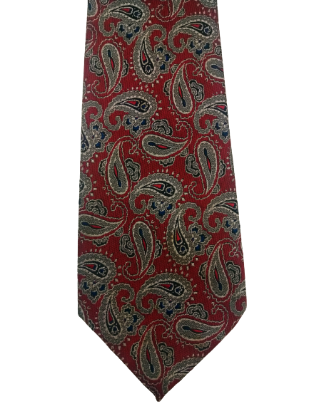 Burton polyester stropdas. Mooi rood grijs motief.