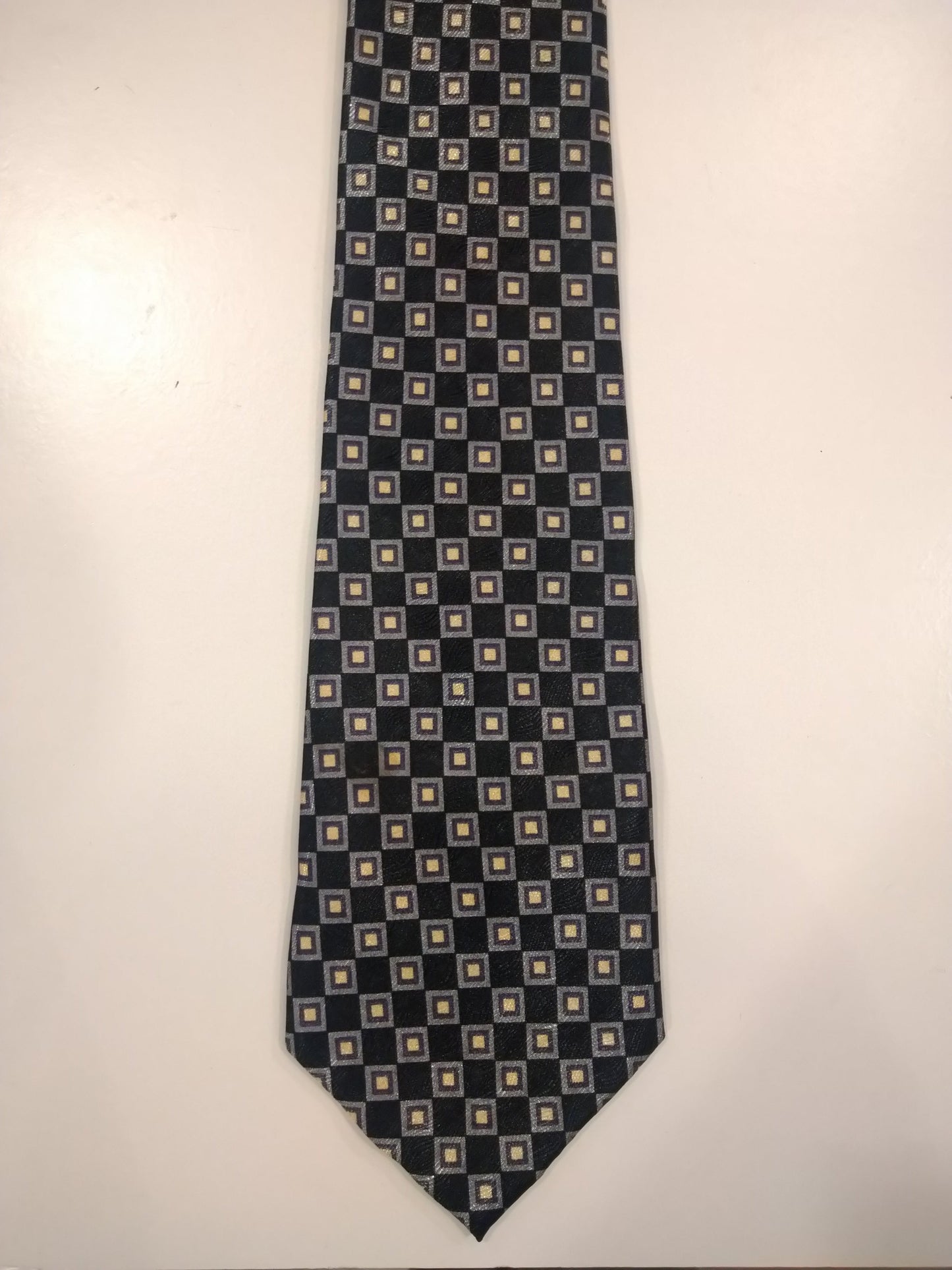 Zantos soft polyester tie. Black gray beige motif