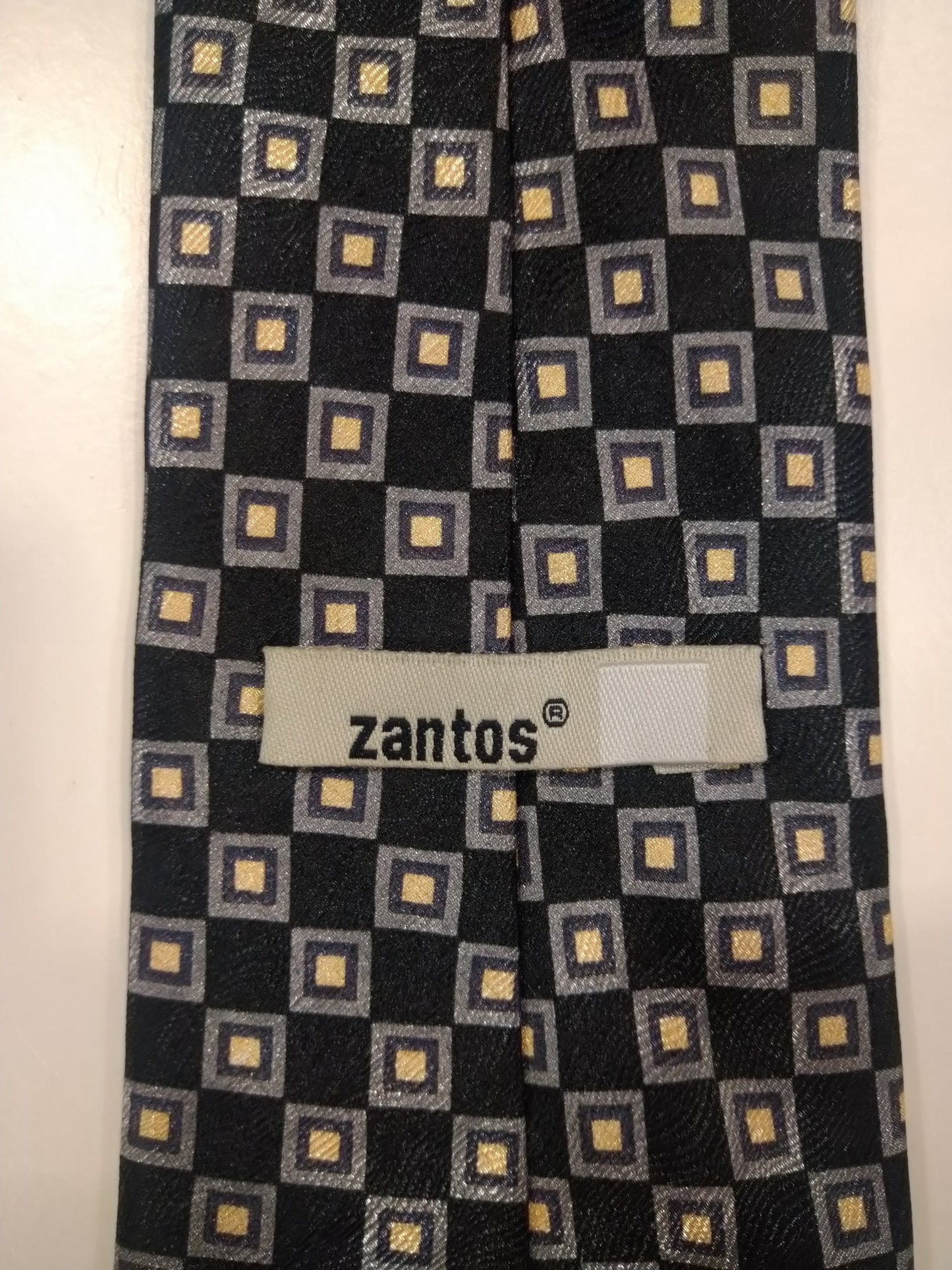 Zantos soft polyester tie. Black gray beige motif