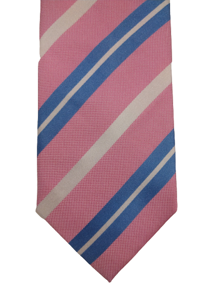 Charles Tyrwhitt zijde stropdas. Roze blauw wit gestreept.