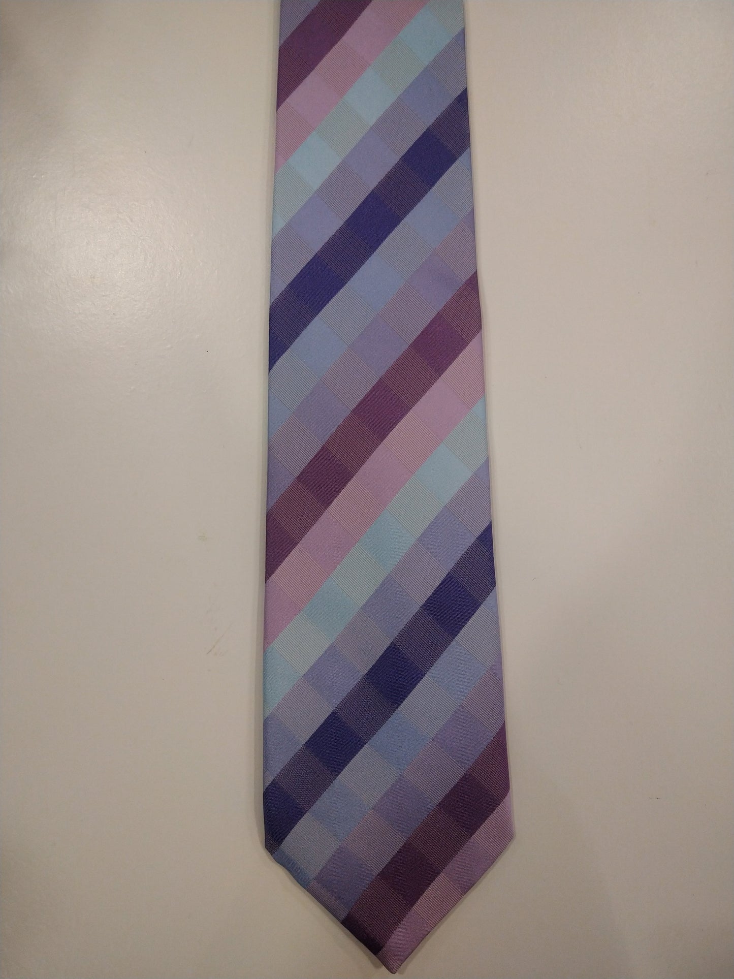 Marks & Spencer Silk Tie. Motif brillant gris turquoise rose violet.