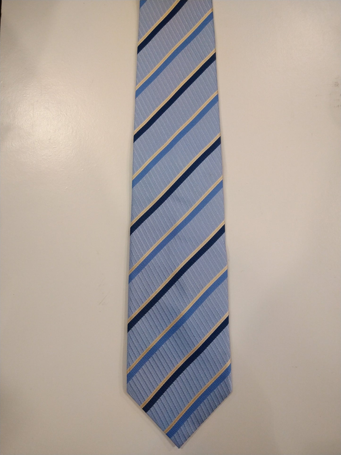 Pierre Cardin zijde stropdas. Blauw beige gestreept.