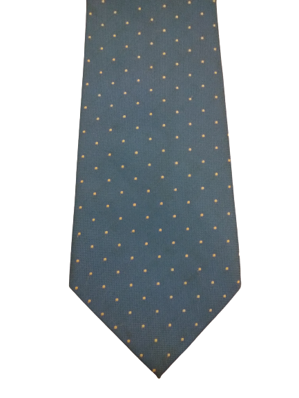 Lavorazione Artigianale tie. Blue white dot motif.