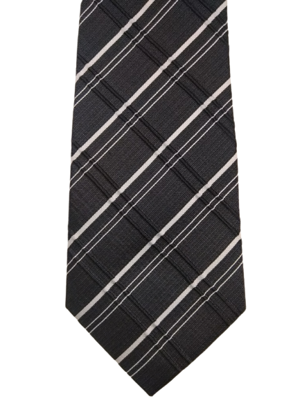 Cravatta di seta Armando. Bellissimo motivo tangibile grigio nero