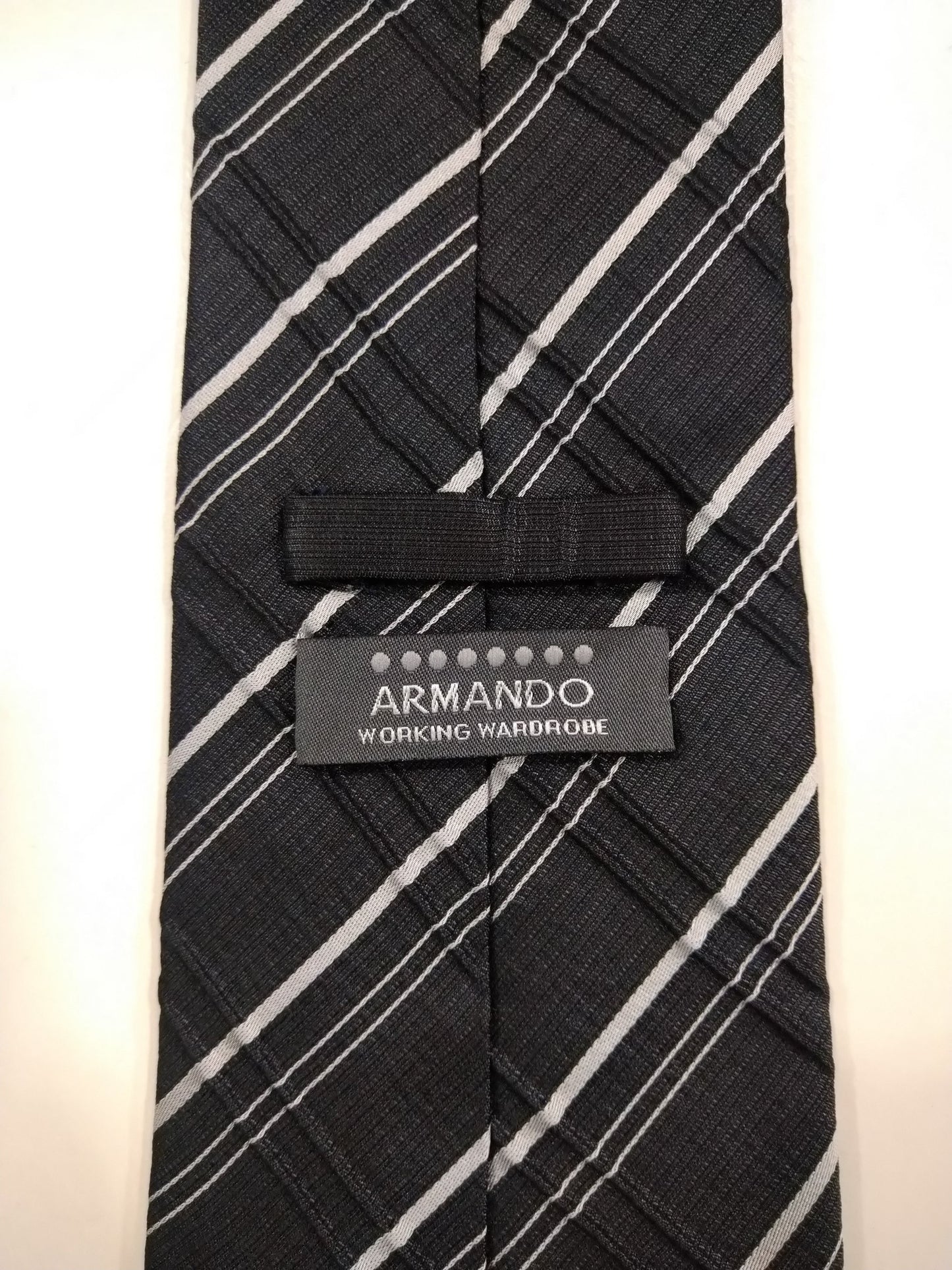 Armando silk tie. Beautiful black gray tangible motif