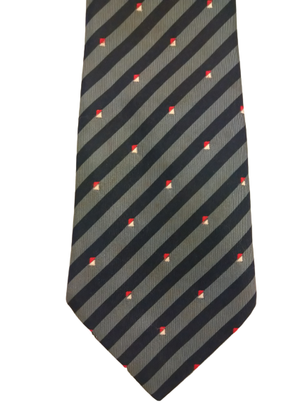 Cravate classique en polyester Debenhams. Rayé gris noir.