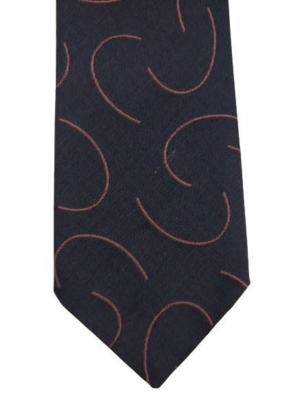 Triton Vintage Polyester / Silk Tie. Motif rose gris séparé.