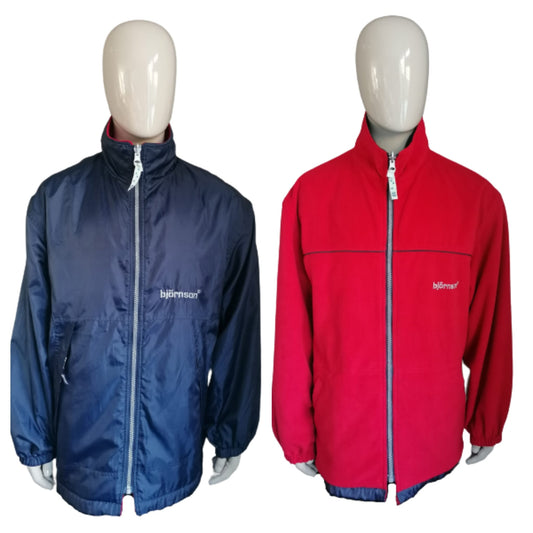 Bjornson two -sided / reversable fleece vest / jack. Red & blue. Size XL / XXL.