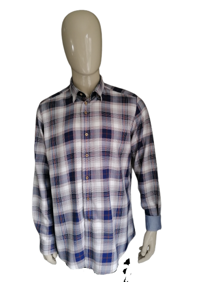R2 Westbrook shirt. Blue brown checked. Size XXL