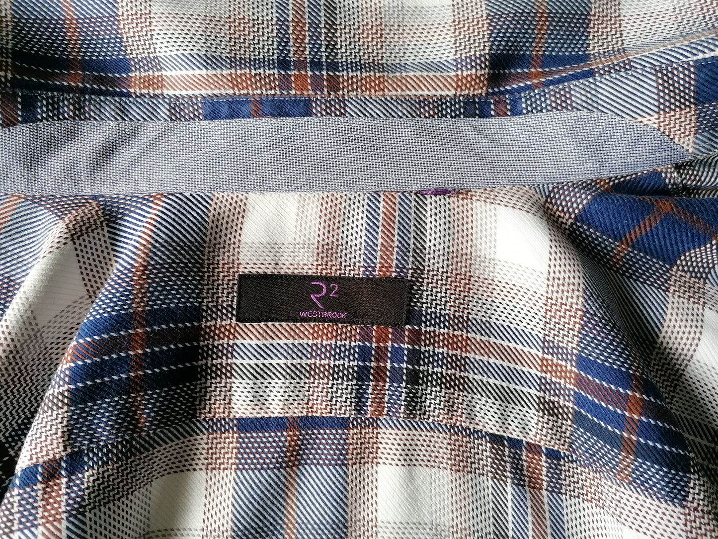 R2 Westbrook shirt. Blue brown checked. Size XXL