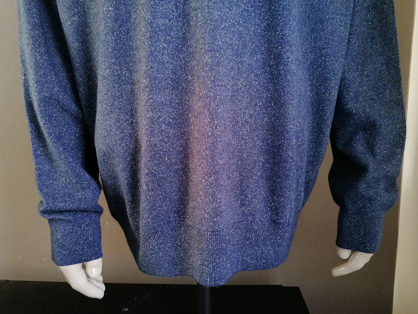 B keus: State of Art Merino Wollen trui. Blauw. Maat XXXXL / 4XL - EcoGents