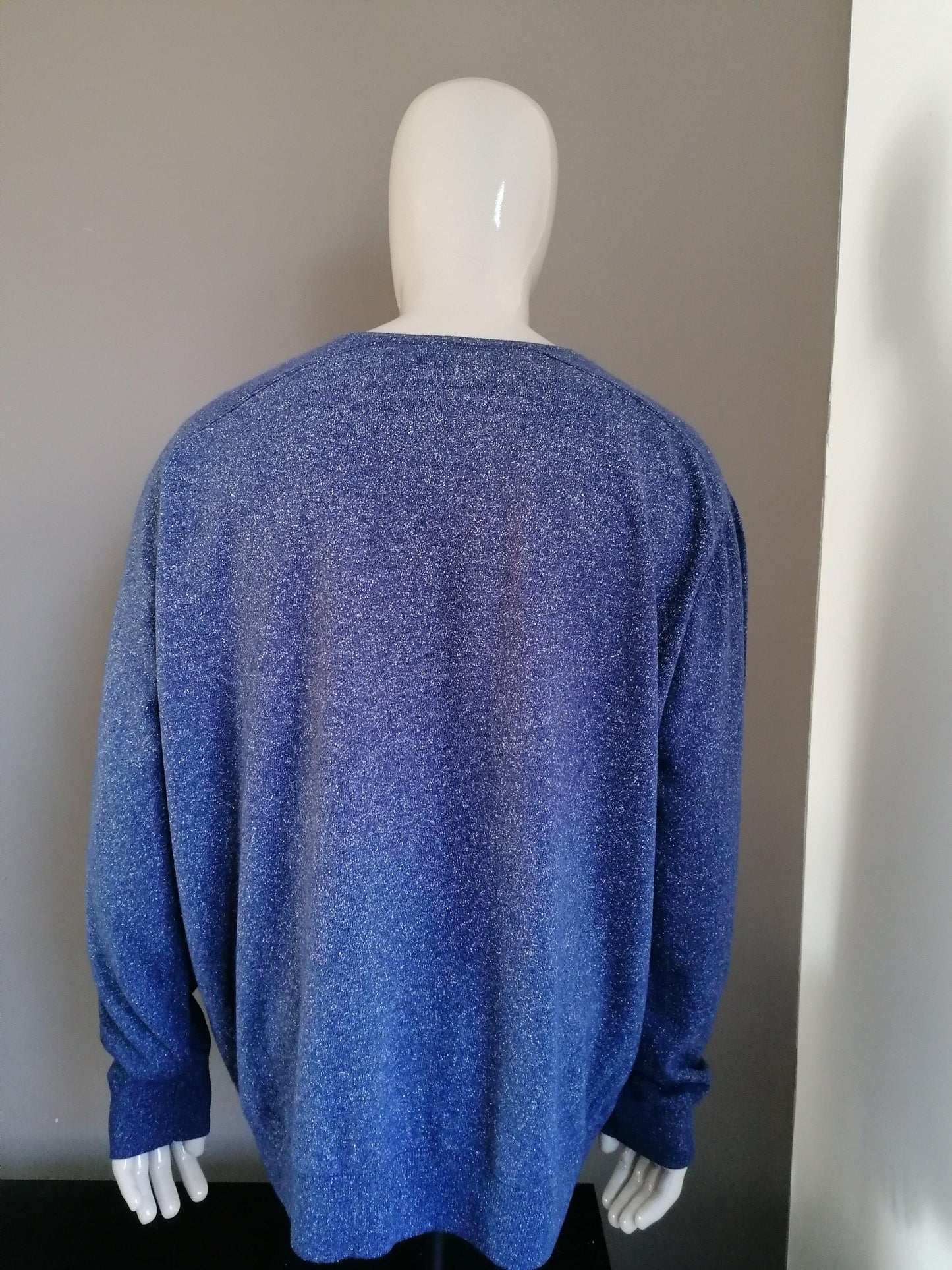 B keus: State of Art Merino Wollen trui. Blauw. Maat XXXXL / 4XL - EcoGents