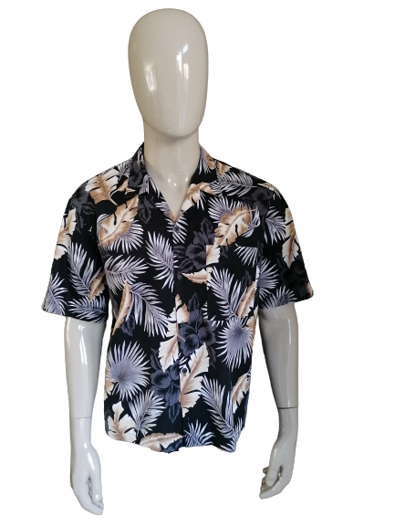 Hawaii blues print shirt short sleeve. Black gray brown. Size XL
