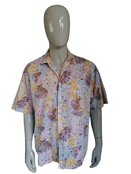 Vintage Cajun von Becker Shirt Kurze Ärmeln. Gelb Braun. XL / XXL.