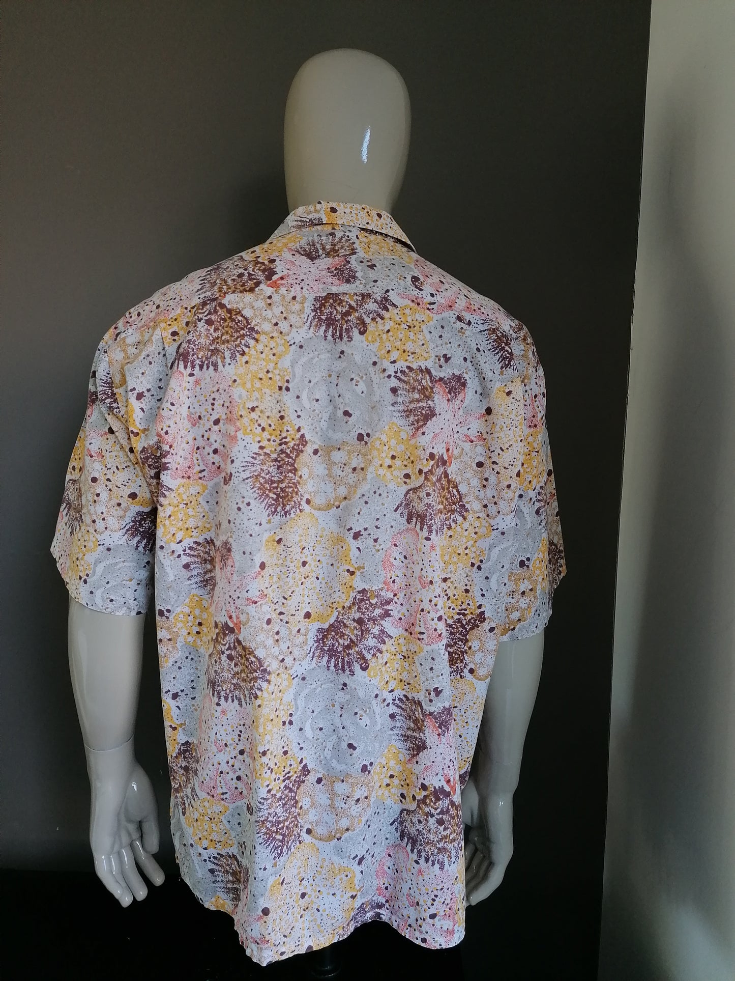 Vintage Cajun par Becker Shirt Manches courtes. Jaune marron. XL / XXL