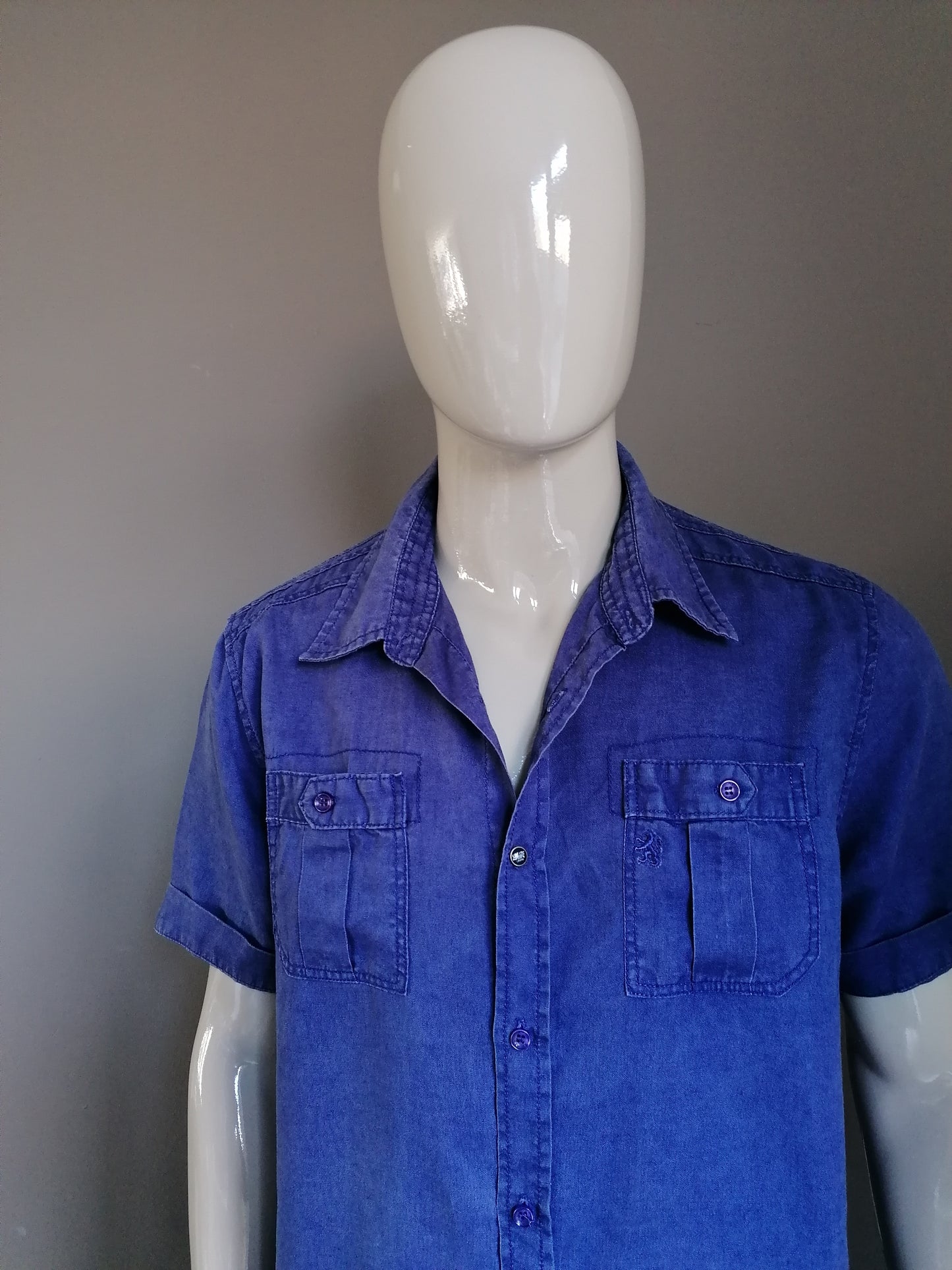 Relackz linen shirt short sleeves. Dark blue. Size XXL / 2XL