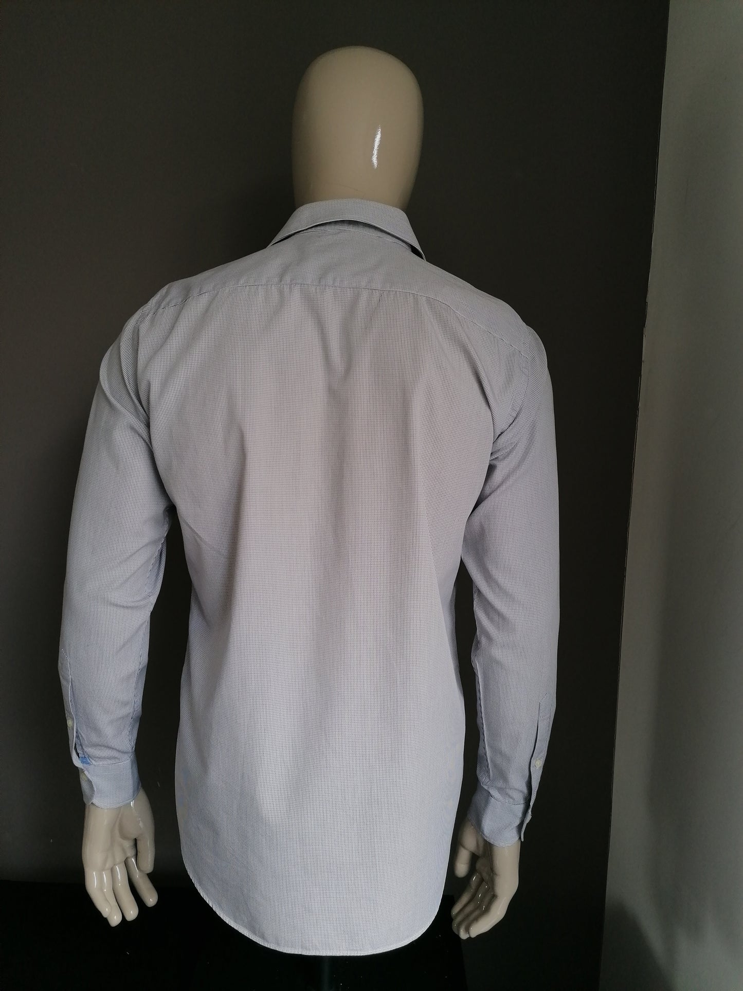 Profuomo sky blue shirt. Black white checkered. Size 40 / m