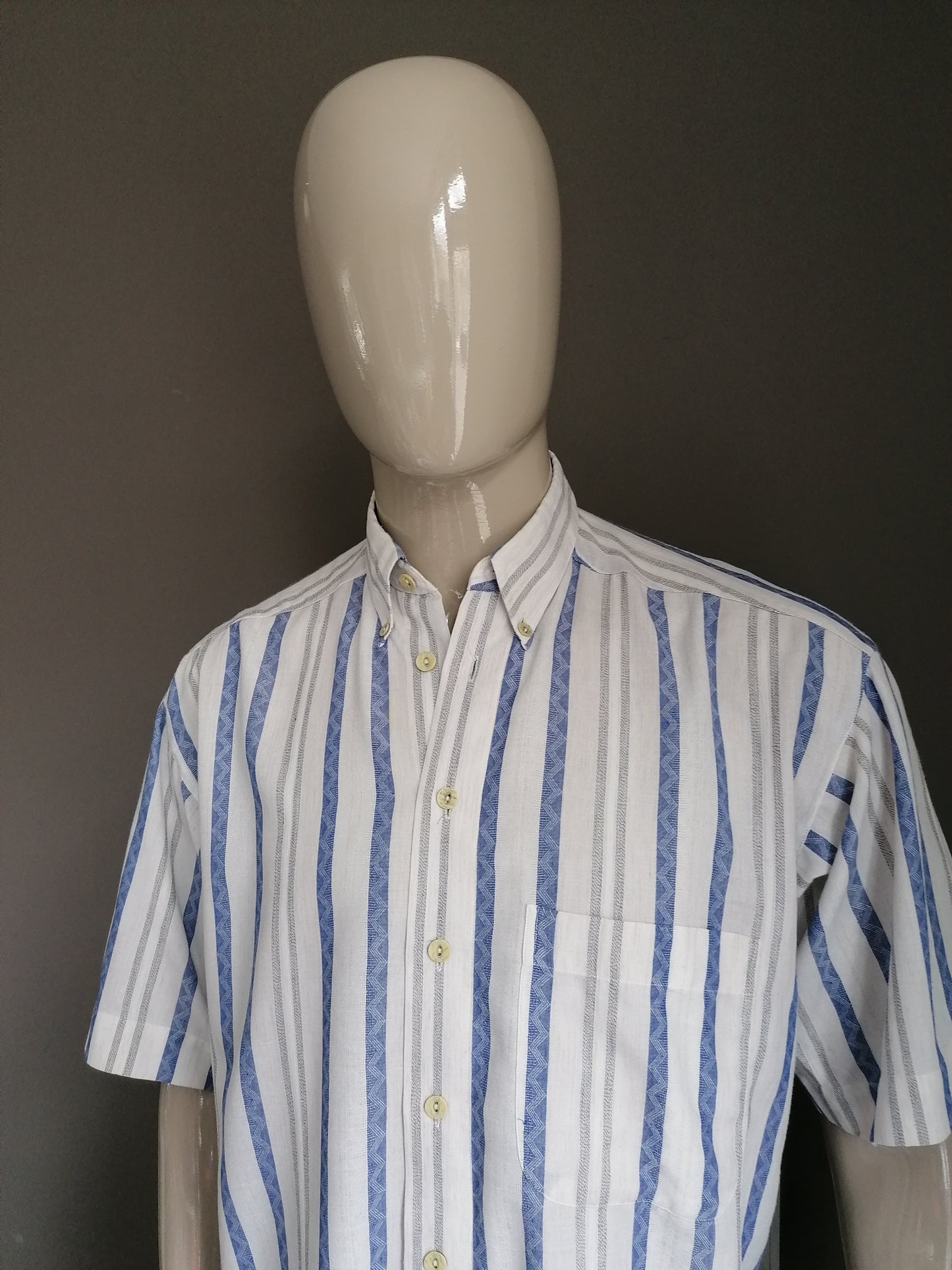 Culture Vintage Short Sleeve Shirt. Beige blue. Size L