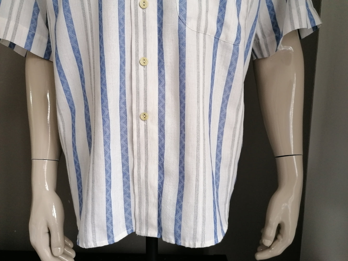 Culture Vintage Short Sleeve Shirt. Beige blue. Size L