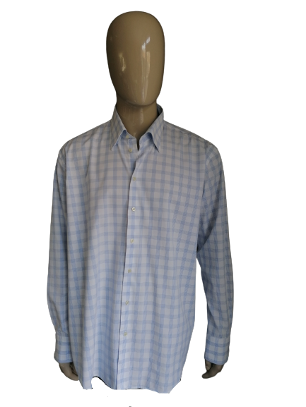 Chemise Ledub. Carreaux bleu et blanc. Taille 46/XXL/2XL. Coupe moderne