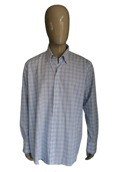 LEDUB Shirt. Blue white checked. Size 46 / XXL / 2XL. Modern fit