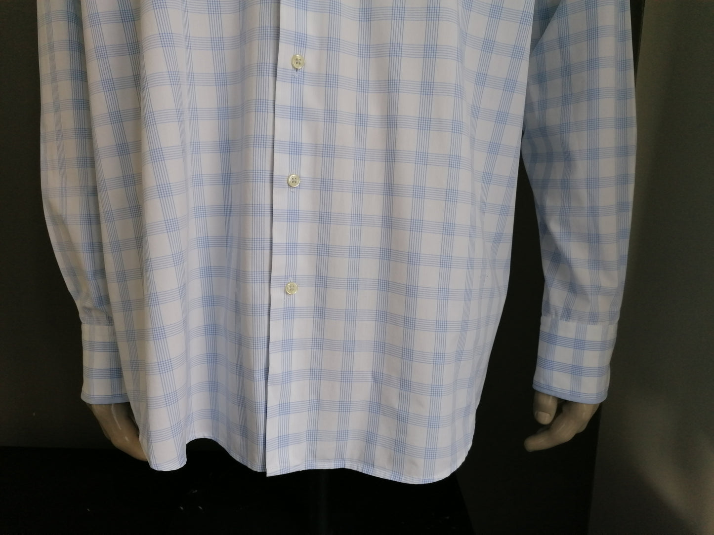 Camisa de ledub. Blanco azul comprobado. Tamaño 46 / XXL / 2XL. Apto moderno
