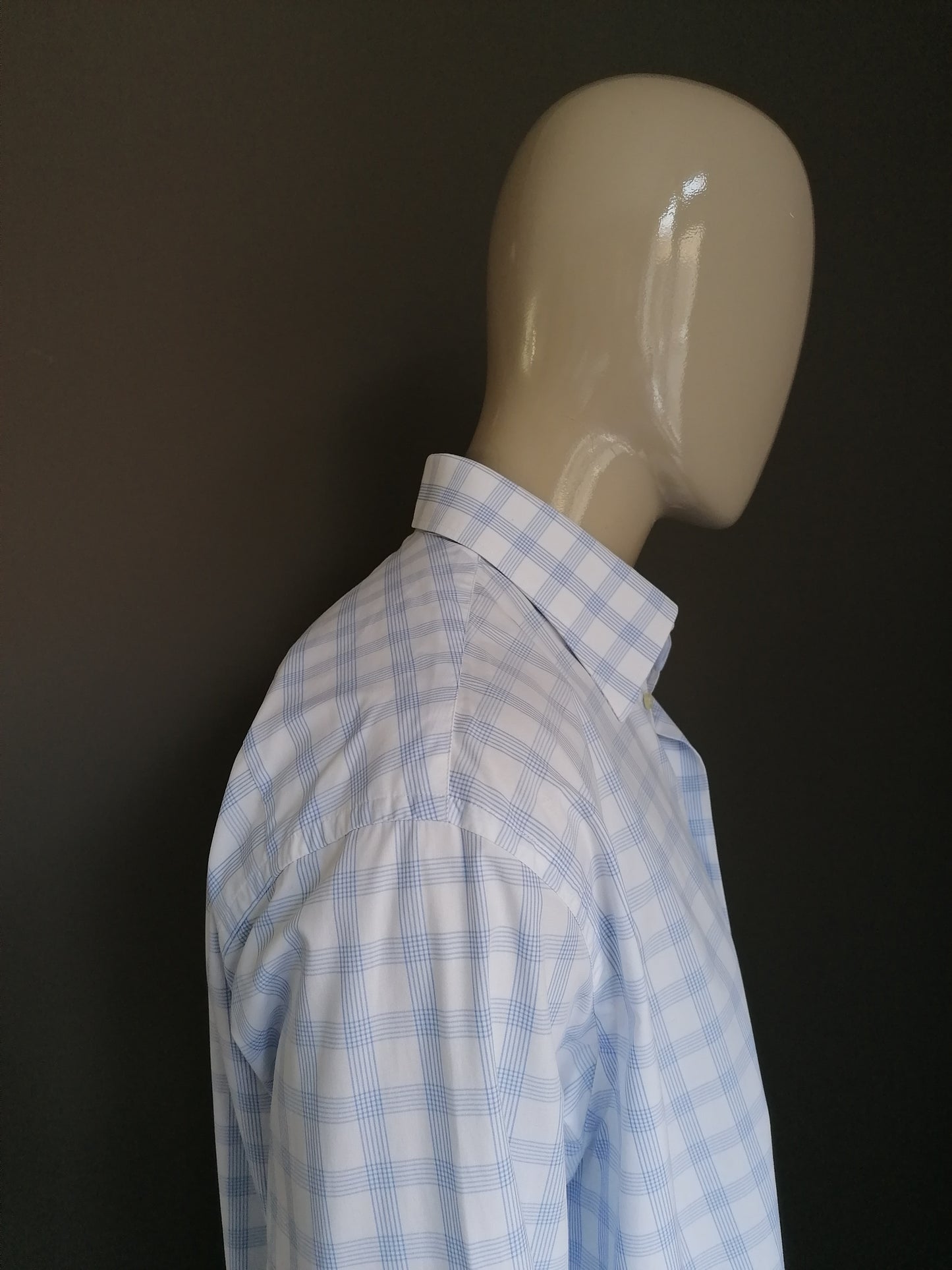 Ledub overhemd. Blauw Wit geruit. Maat 46/ XXL/ 2XL. Modern Fit