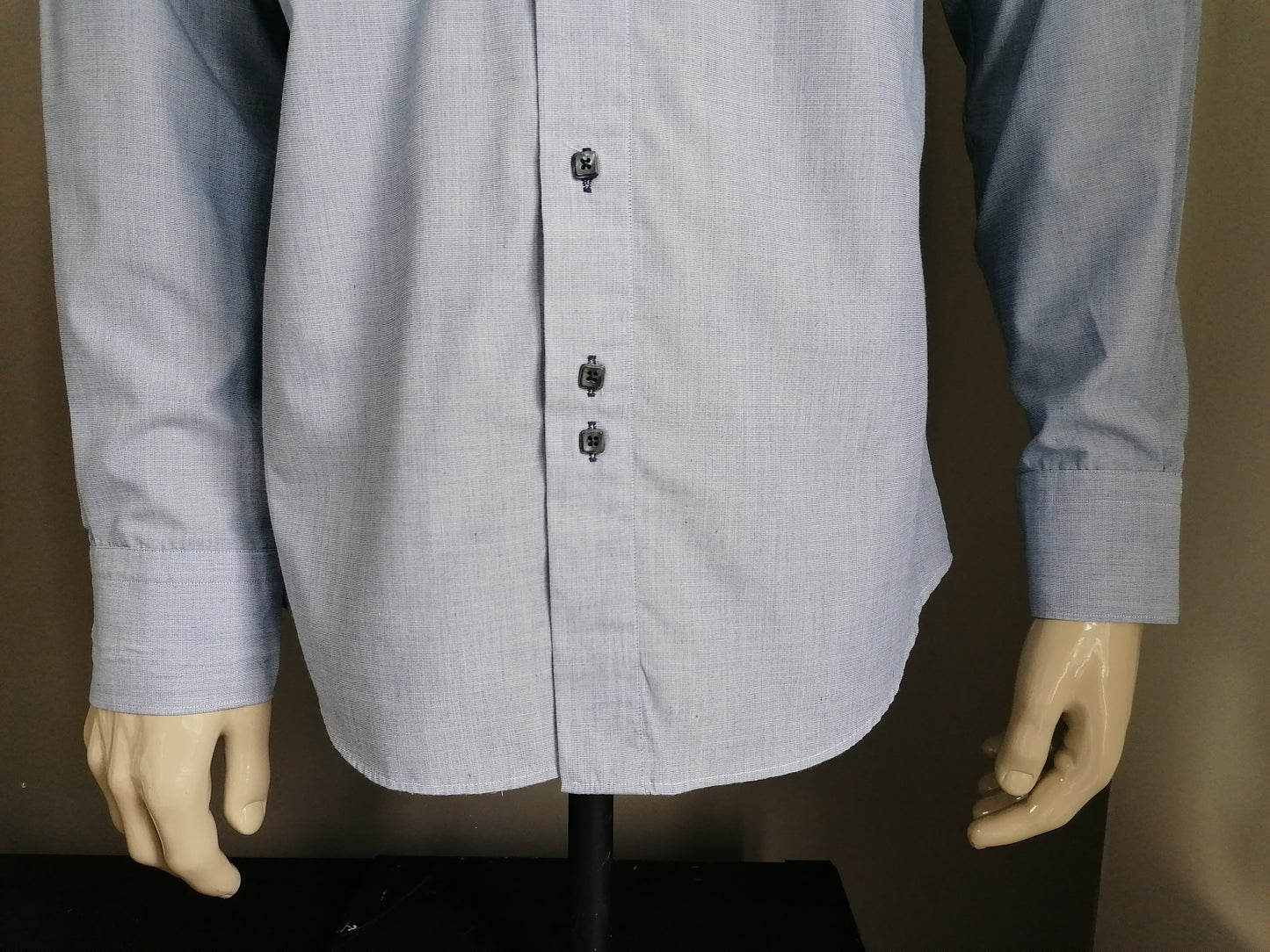 Doramafi overhemd. Blauw Wit motief. Maat XL / L