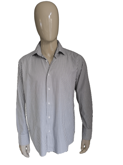 Adam Business overhemd. Grijs Wit gestreept. Maat 43 / XL - EcoGents
