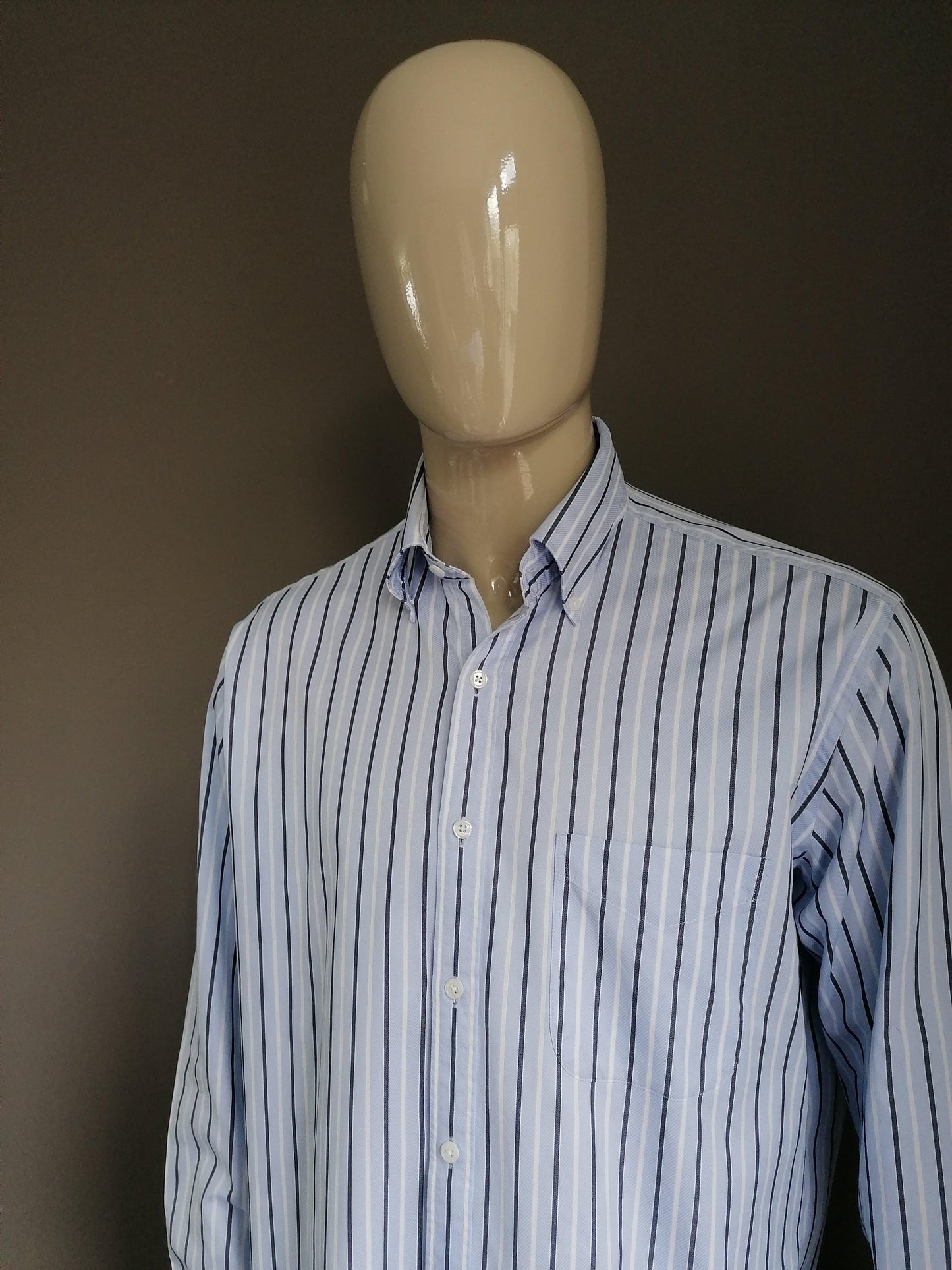 Arrow overhemd. Blauw Wit gestreept. Maat 43 / XL - EcoGents