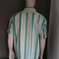 Vintage Nino Visconti overhemd korte mouw. Groen Grijs Geel. Maat XXL / 2XL. 65% polyester & 35% katoen