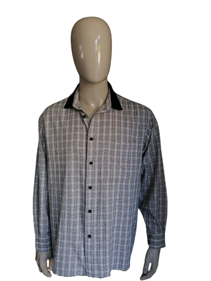 Vintage Jean Maseric overhemd – beige/zwart geruit – maat XL