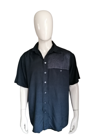 Vintage Studio Coletti Short Sleeve Shirt. Black colored with silver black glitter portion. Size XL. Viscose.