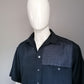 Vintage Studio Coletti overhemd korte mouw. Zwart gekleurd met zilver zwart glitter gedeelte. Maat XL. Viscose.