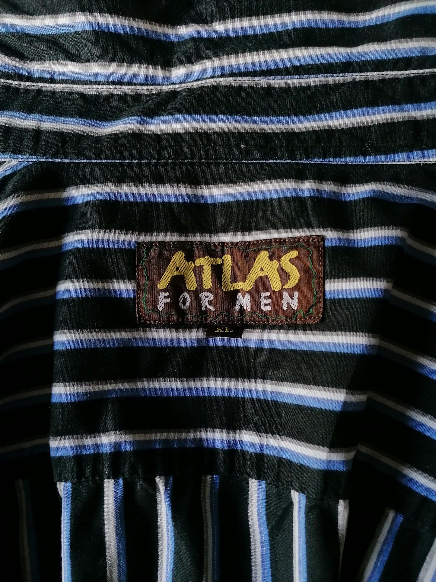 Atlas for Men overhemd. Wart Blauw gestreept. Maat XL - EcoGents