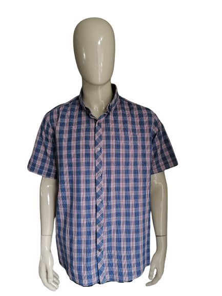 Chemise George à manches courtes. Bleu Rouge vérifié. Taille XXL/2XL