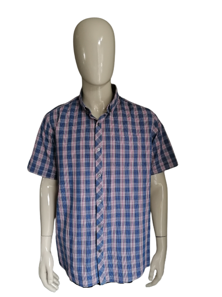 George shirt short sleeve. Blue red checkered. Size XXL / 2XL