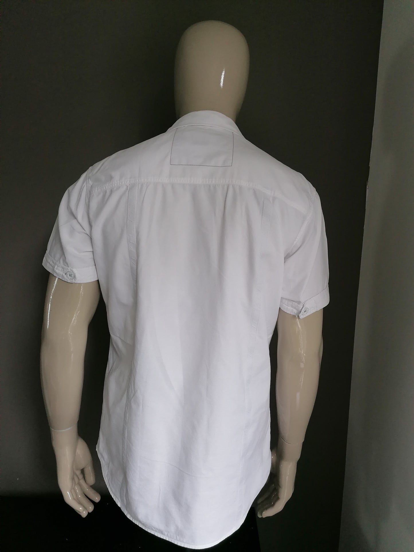 PME Legend overhemd korte mouw. Wit gekleurd. Maat XL. Slim Fit.