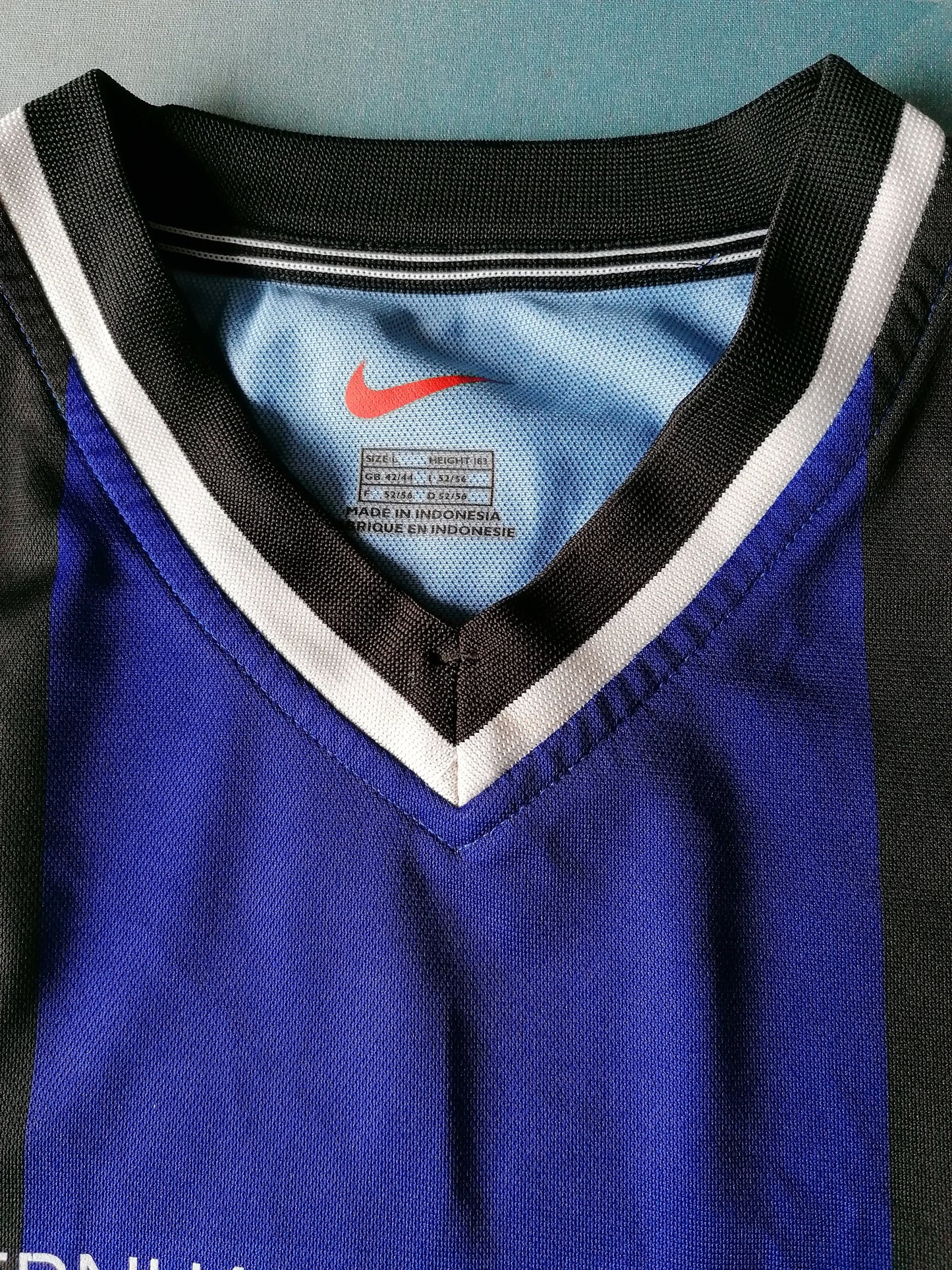 Nike Duitsland "Tus Ergenzingen" sport voetbal shirt lange mouw. Blauw Zwart. Maat L.