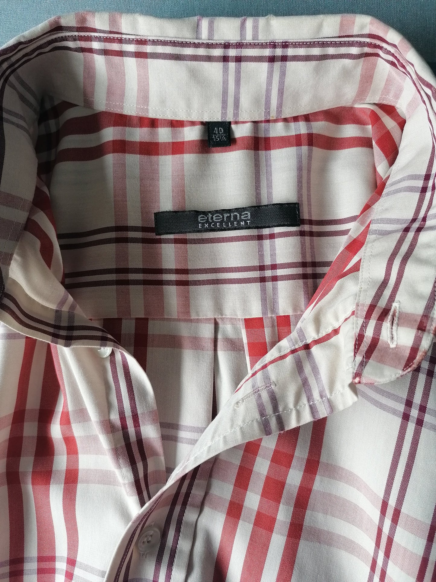 Eterna Excellent shirt short sleeves. Red beige. Size 40 / M / L