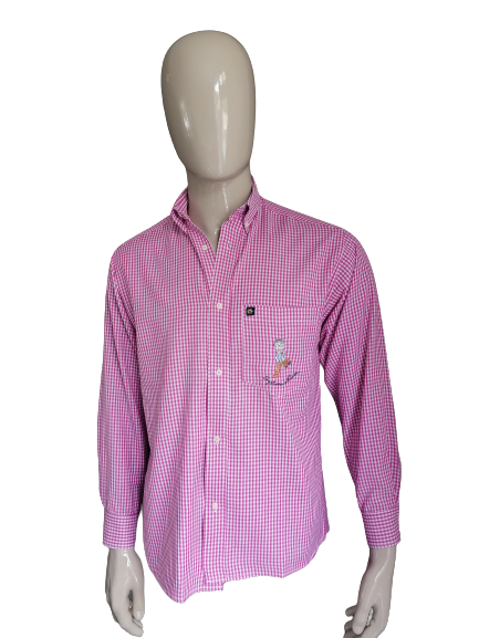 Vintage Systeme Nouveau Hemd – rosa/weiß kariert – Größe L